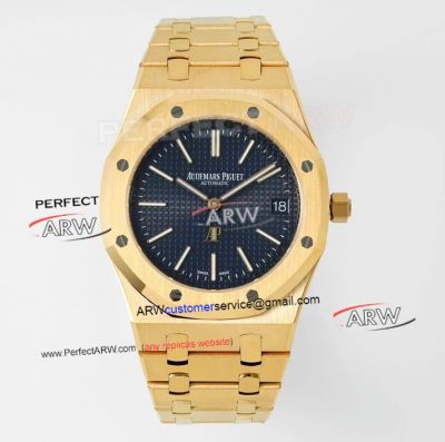 IPF Swiss Replica Audemars Piguet Royal Oak Extra-Thin Yellow Gold Dark Blue Face Watch